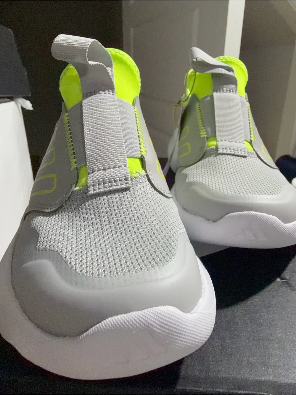 adidas Kids Neon Green and Gray Slip-On Sneakers - Picture 3 of 4